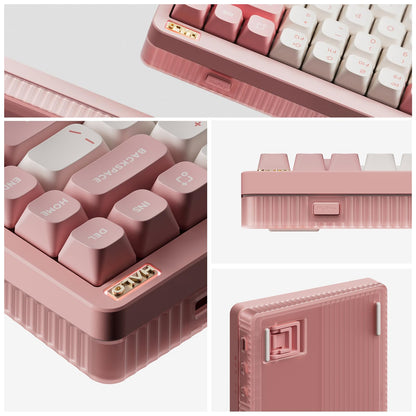 nuphy Halo75 V2 Mechancial Gaming Kyeboard,75% Wireless Hot Swappable Bluetooth Keyboard,83 Kyes RGB Backlit Keyboard,Support Bluetooth/2.4GHz/USB-C-Pink Silent Red Clear-Top Switch