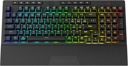 Redragon K515 PRO Shiva RGB Wireless Membrane Gaming Keyboard, 98 Keys Mechanical-Feel Keyboard w/Smooth Linear Switch, On-Board Macro & Multimedia Keys, Detachable Wrist Rest, Software Supported