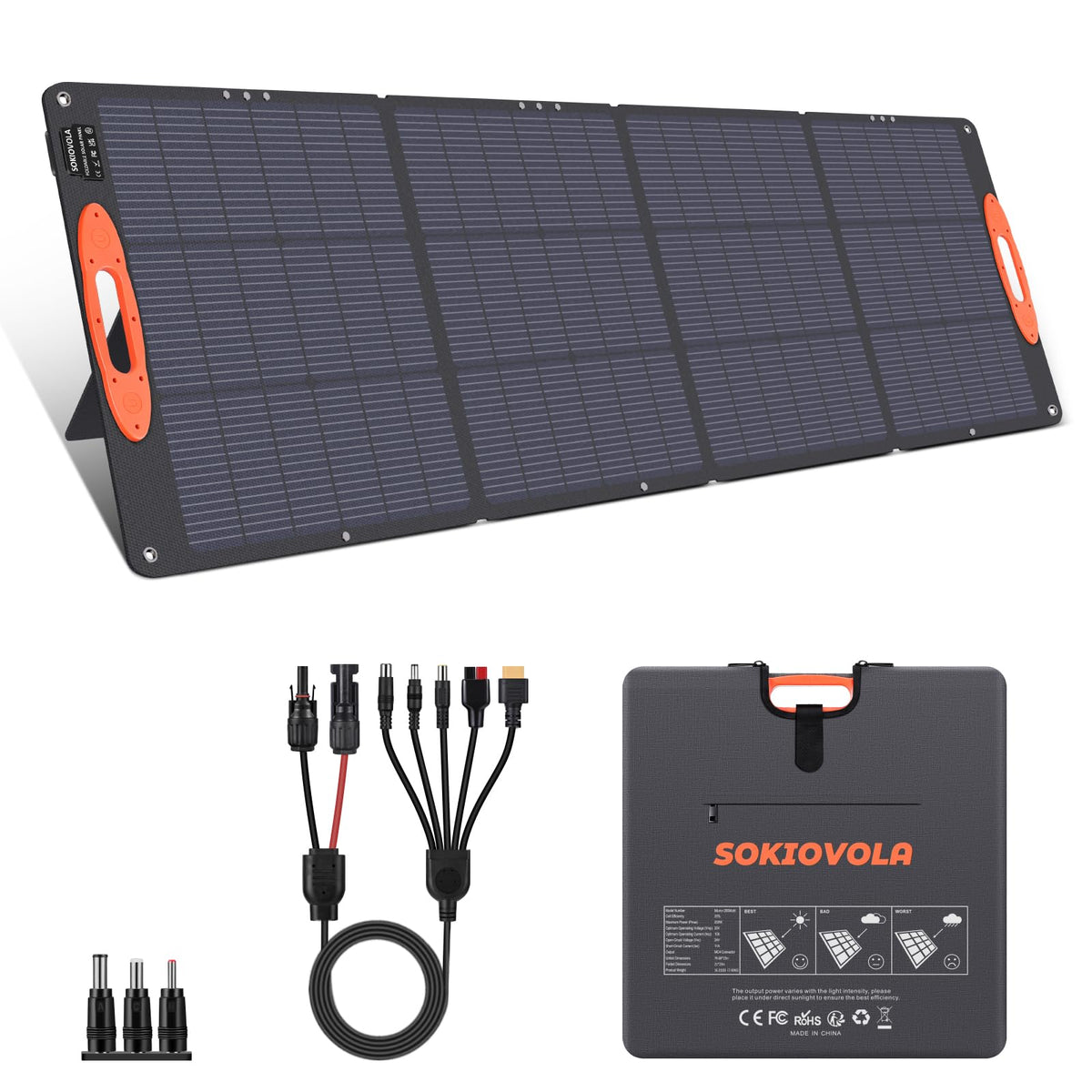SOKIOVOLA N-Type 16BB 100W Portable Solar Panel 18V ETFE Portable Foldable Solar Charger NextGen 25% High Conversion Folding Solar Panel for Camping Outdoor RV