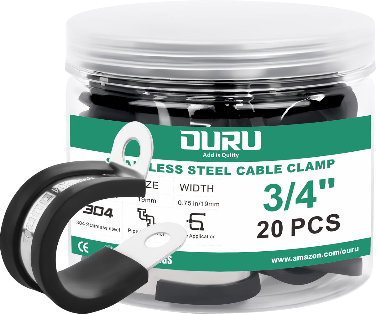 OURU 5/16 Inch Cable Clamps, Rubber Coated Insulated Clamps, 30pcs, 8mm