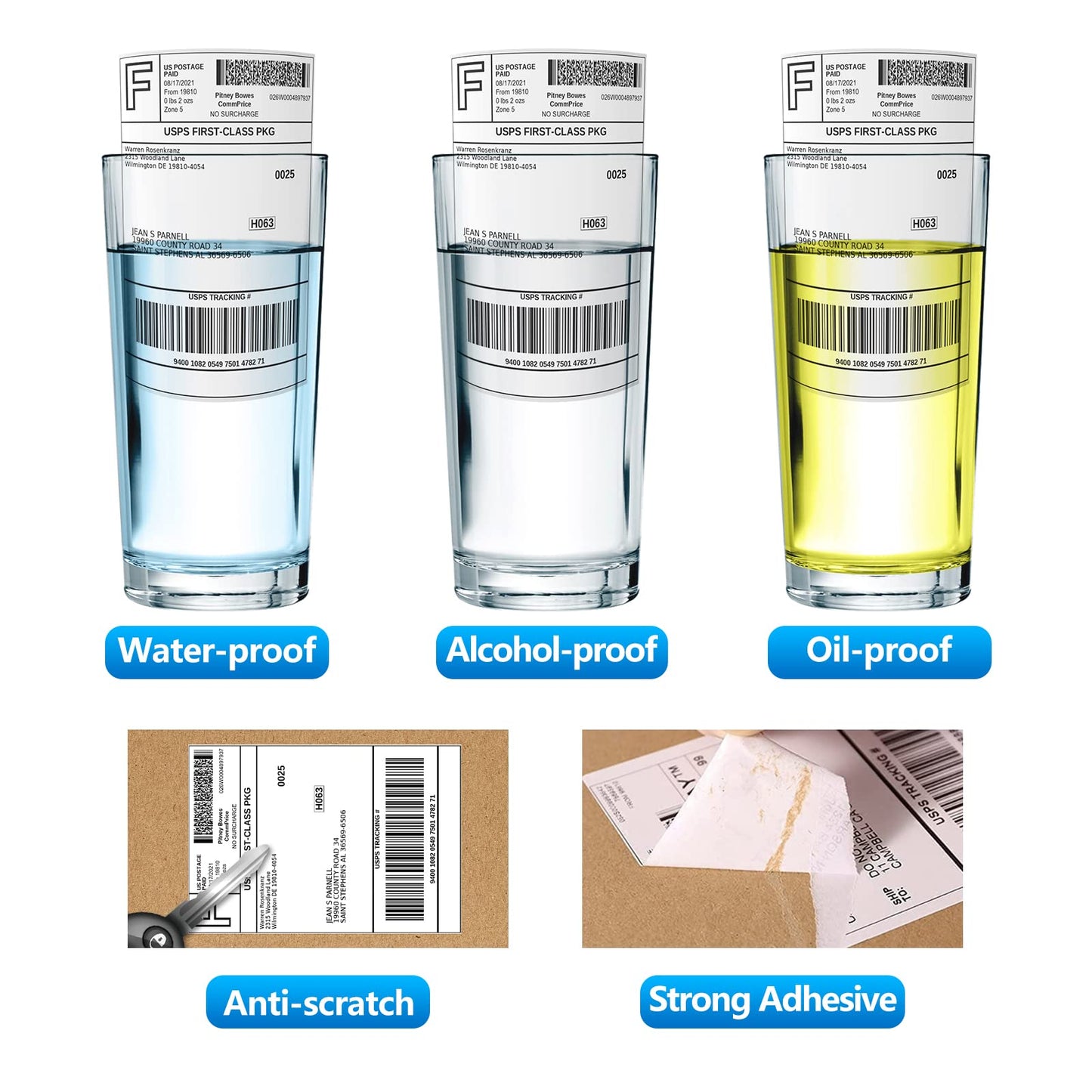 FungLam 100 Rolls 4x6 Direct Thermal Shipping Labels, 250 Labels Per Roll, 1" Core, Perforated, White Mailing Postage Shipping Label Compatible with Zebra 2844 ZP-450 ZP-500 ZP-505