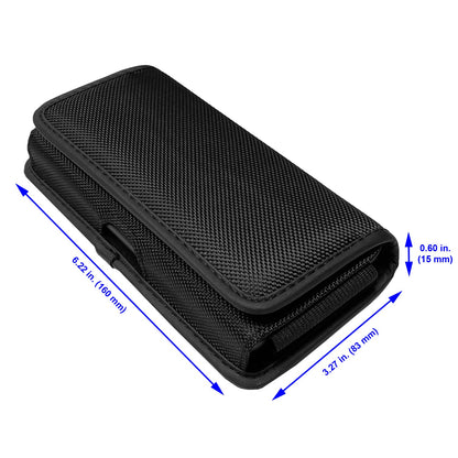CELZEN Nylon Cell Phone Holster for Samsung Galaxy A23/A25/A26/S22/S23/S24/S25 Cricket Outlast 5g, icon 5,icon 6, Horizontal Case Canvas Waist Carrying Pouch with Belt Clip/Loops, Black