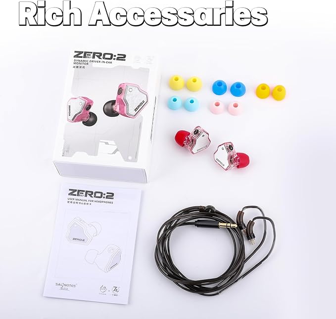 Linsoul 7Hz x Crinacle Zero:2 in Ear Monitor, Updated 10mm Dynamic Driver IEM, Wired Earbuds Earphones, Gaming Earbuds, with OFC IEM Cable for Musician (Pink, Without MIC)