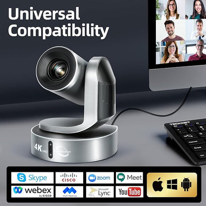 4K Conference Room Camera,PTZ Camera 20X Optical Zoom with IP/USB3.0/HDMI/RS232/RS485 for IP Live Streaming Video Conference and Church Education