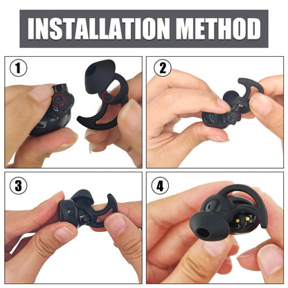 WKYMY Earbud Replacement Tips Silicone Earbud Tips Ear Bud Covers Compatible with Bose Quietcomfort and Sport Headphone Ear Tips 3 Pairs S M L Black