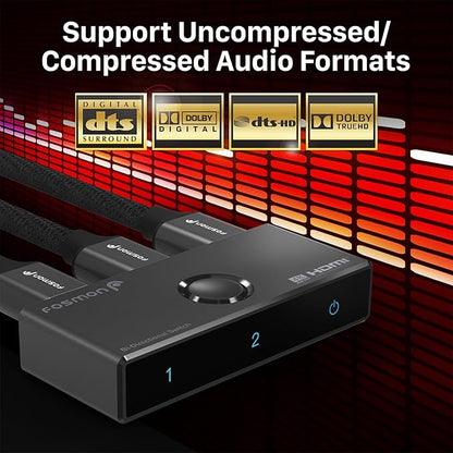 Fosmon 4K HDMI Switch 4K@60Hz, Bi-Directional 1 in 2 Out / 2 in 1 Out HDMI Switcher, High Speed 18Gbps Splitter Selector Compatible with PS5, PS4, Xbox, Roku, Apple TV, Fire Stick