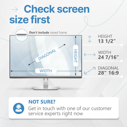 VINTEZ 28 Inch 16:9 Privacy Screen for Computer Monitor and Laptop - Anti Glare Protector Film Blue Light Filter Eye Protection - Computer Screen Privacy Shield, [1 Pack]