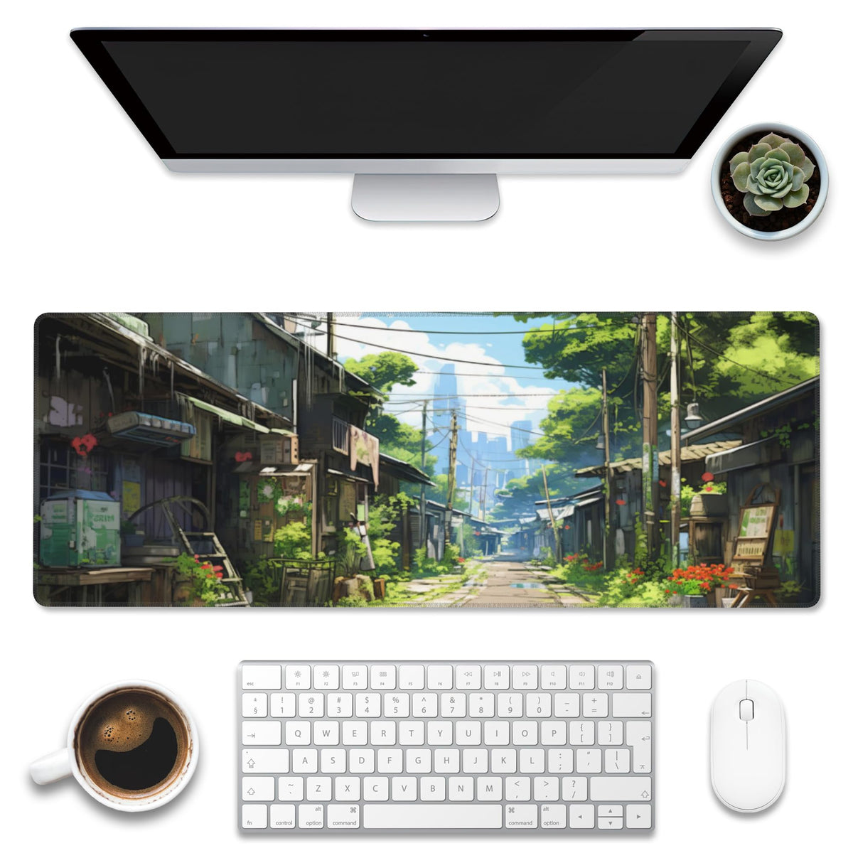 Eflxamz Large Gaming Mouse Pad for Desk,Cute Forest Mushroom Desk Mat,Starry Night Mushroom Desk Pad,Extended Big Computer Keyboard Mouse Pad with Non-Slip Base and Stitched Edge,35.4"x15.7"