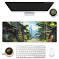 Eflxamz Large Gaming Mouse Pad for Desk,Cute Forest Mushroom Desk Mat,Starry Night Mushroom Desk Pad,Extended Big Computer Keyboard Mouse Pad with Non-Slip Base and Stitched Edge,35.4"x15.7"