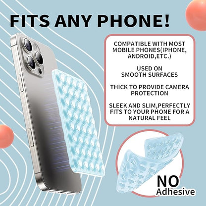 Octobudy Silicone Sticky Grip Suction Cup Phone Mount - Double Sided, Higher Suction Power Holder for Hands-Free Selfies & Videos,Silicone Phone Sticky Grip Compatible iPhone Android（Blue）
