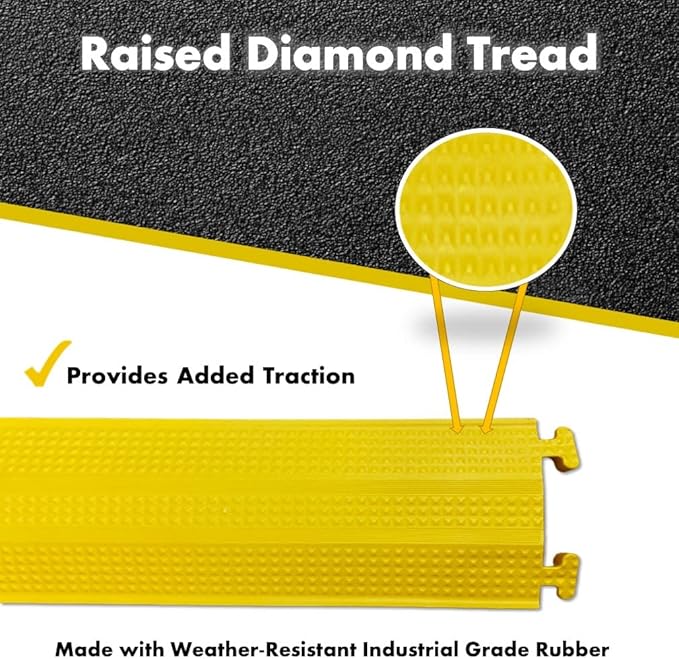 Kable Kontrol Drop Over Floor Cord Cover – 36” Inch Long 1 Channel Cable or Wire Protector – 280 Pcs Bulk Pack - Rubber Ramp for Indoor and Outdoor Use – Yellow