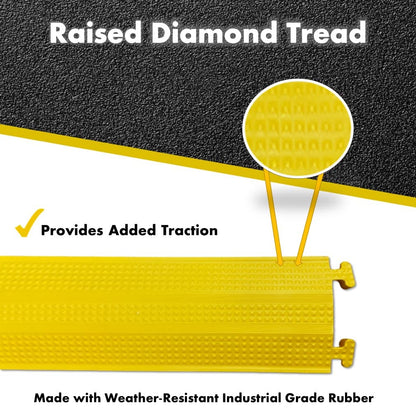 Kable Kontrol Drop Over Floor Cord Cover – 36” Inch Long 1 Channel Cable or Wire Protector – 20 Pcs Bulk Pack - Rubber Ramp for Indoor and Outdoor Use – Yellow