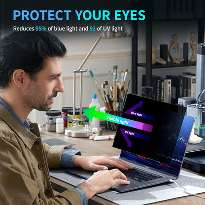 GUDTEKE Laptop Privacy Screen 13.3 inch, 9H Hanging Privacy Screen for Laptop for 16:9, Acrylic HD Eye Protection Anti Glare Blue Light Laptop Screen Privacy Filter