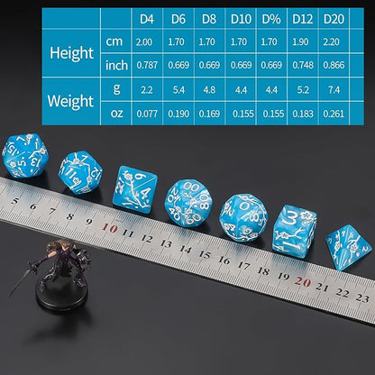 CiaraQ Polyhedral Dice Set (42pc) with 6 Drawstring Dice Pouches for Dungeons and Dragons RPG MTG Table Games. 6 Sets of Plum Blossom Pattern Role Playing Dice