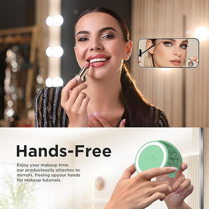 Magnetic Suction Cup Phone Mount for MagSafe Case, Silicone Hands-Free Grip Holder for iPhone and Android, Mirror Shower Phone Stand for Makeup FaceTime Gym Kitchen Bathroom, Spearmint Green