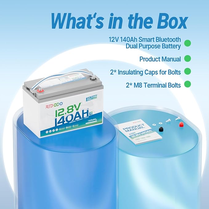 Redodo 12V 140Ah Dual Purpose Lithium Marine Battery, 1000CCA Group 31 Bluetooth Starting Battery with Self Heating, 2 Pack