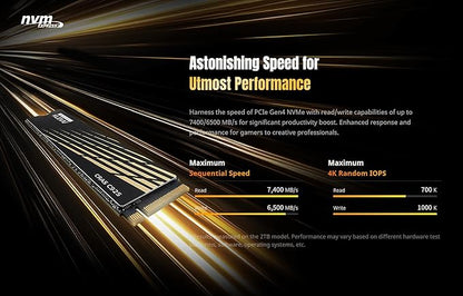 KLEVV CRAS C925 1TB M.2 2280 NVMe PCIe Gen4x4 Internal Gaming SSD with Aluminium Heatsink, Compatible with PS5, up to 7400MB/s (K01TBM2SP0-C9T)