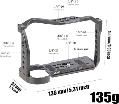 ZV-E1 Cage, Hersmay Video Stabilizer Camera Cage for Sony ZV-E1 Camera Accessories with Top Handle DSLR Rig with Cold Shoe,Handle Locating Holes,Multiple 1/4" 3/8" Screw Holes
