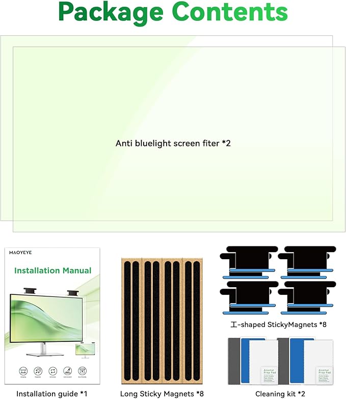[2 Pack] Magnetic 27 Inch Computer Anti Blue Light Screen Protector for 16:9 Aspect Ratio Widescreen Monitor, Hanging Eye Protection Anti-Glare Light Screen Protector, Removable 27in Protective Film