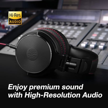 OneOdio Hi-Res Over Ear Headphones for Studio Monitoring and Mixing, Sound Isolation, Protein Leather Earcups, 50mm Driver Unit, Wired Headphones for AMP Guitar Keyboard (Pro-50 Black)