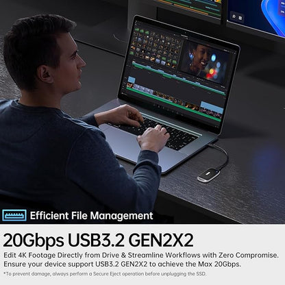 SSK 4TB SSD External Hard Drive, Portable SSD Drive up to 2000 MB/s, USB 3.2 Gen2X2 External Solid State Drives for iPhone 15/16 PRO、Mac、Phone OTG、Laptops with LED Indicator