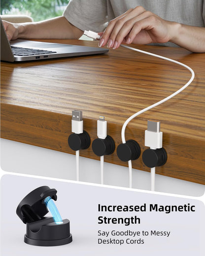 Inchor Cord Organizer, Rotatable Cable Organizer 8 Pack, No-Residue Adhesive Spring Cable Clips, Cord Holder for Nightstand, Kitchen, Office Accessories and Car (Black)