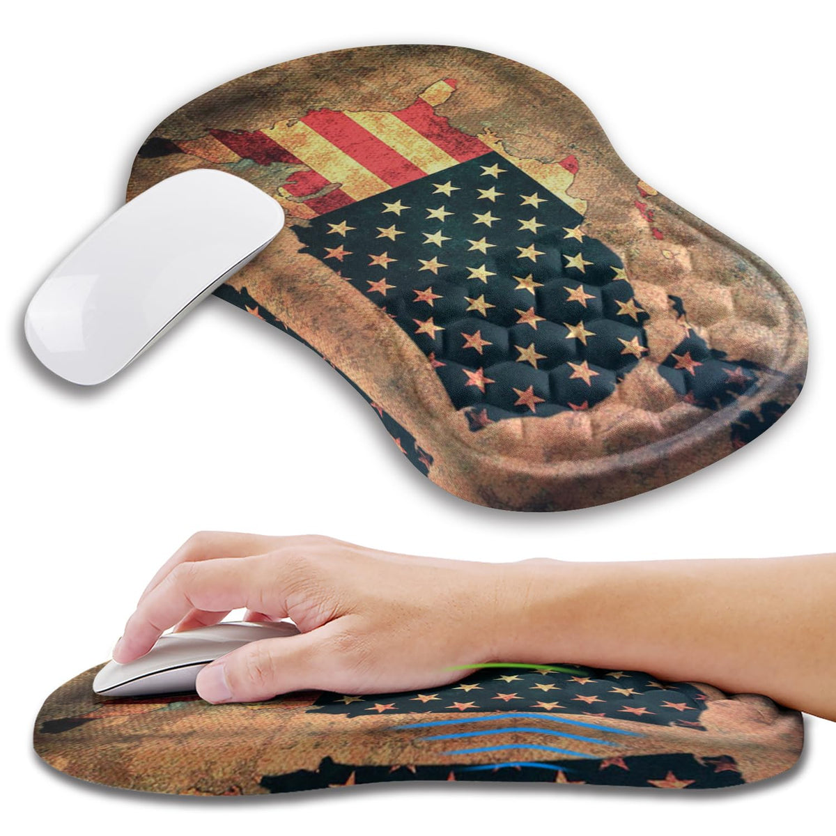 Kuosgm Ergonomic Mouse Pad Wrist Support with Memory Foam Massage Bulge, Carpal Tunnel Pain Relief Mousepad Wrist Rest for Mouse(12x8 inch, Pink Flowers)