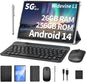 Android Tablet with Keyboard, 26GB RAM, 256GB ROM(1TB Expand), 10.1 inch Android 14 Tablet, 8000mAh Battery, BT 5.0, GMS Certified, 2.4G&5G WiFi, 2 in 1 Tablets with Mouse, Case, Stylus(Gray Case)