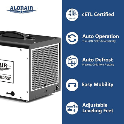 ALORAIR Crawl Space Dehumidifier, 120 PPD Crawlspace Dehumidifiers with Drain Hose and Pump for Basement, Portable Compact Auto Defrost Under House Industry Commercial Dehumidifier