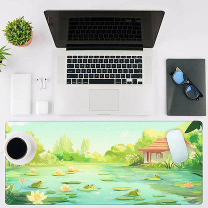 NIYLYNSYN Mouse Pad Large Frog in The Water Non-Slip Game Desk Mat with Stitched Edge Laptop Keyboard Desk Pad for Work Home Gaming (35.4 x 15.7 Inches)