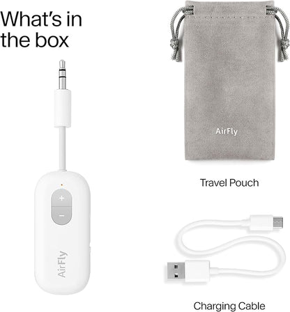 Twelve South AirFly SE | Bluetooth Wireless Audio Transmitter Adapter for AirPods/Headphones, 20+ Hr Battery, Works with 3.5mm aux Jacks on Airplanes, TVs, Gym Equipment, and Travel