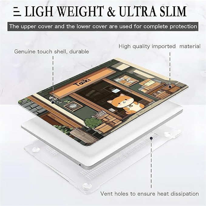 Compatible with MacBook Air 13.3 13.6 Inch Case 2022 2021 2020 2019 Plastic Hard Shell Case Cover,13.3 Air (A1932/A2179/A2337), A Cute Shiba