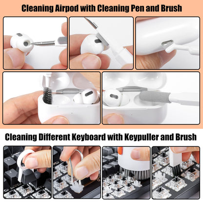 walrfid Laptop Phone Screen Cleaner Kit, Computer Keyboard Brush Cleaning Spray for iPhone AirPods MacBook iPad, 20-in-1 Electronic Device Clean Tool for Camera Earbud Car Screens (White)