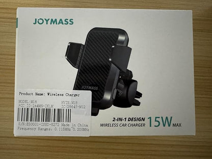 Wireless Car Charger, JOYMASS 15W Fast Charging Auto Clamping Car Charger Cell Phone Holder Mount Vent for iPhone 15 14 13 12 Mini Pro Max, Samsung Galaxy S24 Ultra S23 S22 S21+ Note 20, etc - Blue