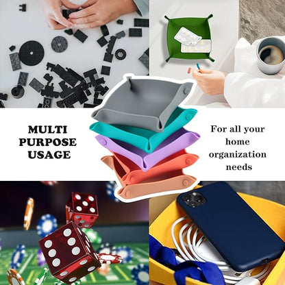 Collapsible Board Game Storage Bowls, Portable Folding Tray Accessory Holds Tabletop Bits, Components, Pieces, Dices for Classic & Modern Gaming, RPG Roleplaying (5-Pack) (Macoron Color)