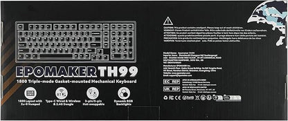EPOMAKER TH99 Wireless Mechanical Keyboard with Lubed Silent Switch, Quiet Gaming Keyboard, 8000mAh,Creamy Gasket,RGB Backlit,Numpad,PBT Keycap,Hot Swappable,for Gamers/Office (Blue&White)
