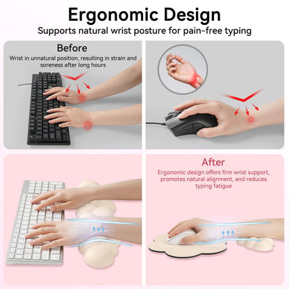 Sushret Cloud Wrist Rest for Computer Keyboard and Mouse Pad Set, Beige