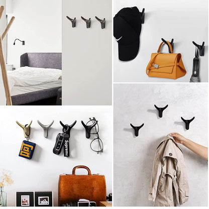 NETLKLA 4 Packs Towel Hooks,Coat Hook Cow Head Wall Hooks, Metal Heavy Duty Wall Hooks for Hanging Coats, Hats, Bags, Kitchenware and Towels in Living Room, Kitchen, Bedroom and Bathroom (Black)