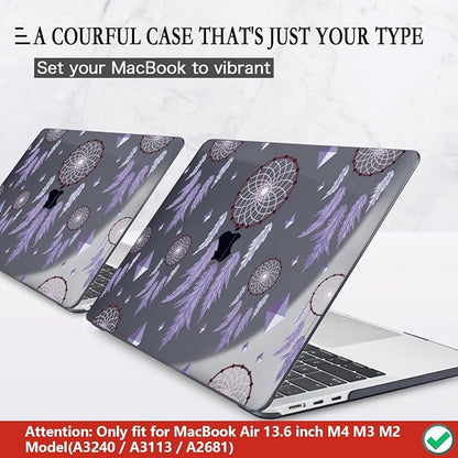 CISSOOK Compatible with MacBook Air 13.6 inch Case 2025 2024 2023 2022 Release A3240 M4 A3113 M3 A2681 M2, Plastic Hard Shell Case & Keyboard Cover & Screen Protector, Dream Catcher