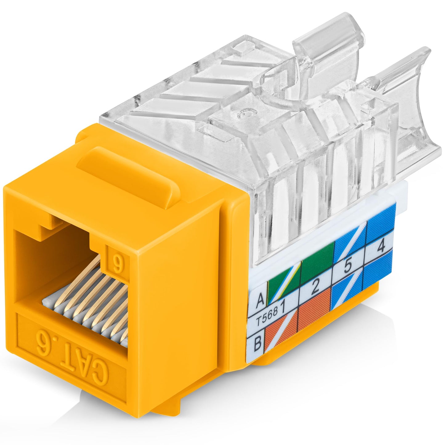 Everest 45 Degree RJ45 Cat6 Keystone Jacks Slim Profile 20-Pack Yellow