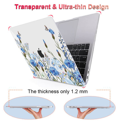 LCMOCICO for MacBook Pro 13 Inch Case 2022 M2 2020 2021 A2338 M1 A2251 A2289 with Touch Bar & Touch ID, Plastic Hard Case Keyboard Cover Screen Protector Webcam Cover Brush, Tropical Blue Flowers