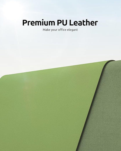YSAGi Leather Desk Protector, Office Mat, Large Mouse Mat, Non-Slip PU Leather Blotter, Laptop Pad, Waterproof Writing Pad for Office and Home (Leaf Green, 31.5" x 15.8")