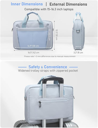 15-16 Inch Laptop Shoulder Bag Business Briefcase Water Resistant Computer Messenger Bags Compatible with MacBook Pro 16, MacBook Air 15 M4, HP, Dell, ASUS Notebook, Blue