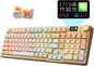 iRocks K85R Wireless RGB Backlit Mechanical Gaming Keyboard with LCD Display, Hot-Swappable Pre-lubed Switches, 98 PBT Keys, USB-C Detachable Cable (Light Golden, Silent Bubble Switch)