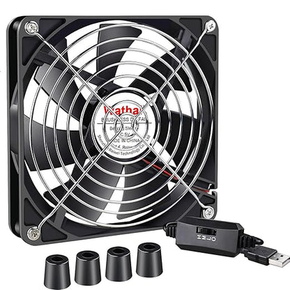 Wathai 140mm x 25mm USB Cooliing Fan 5V with Speed Control for Computer Case Receiver DVR PlayStation Xbox PS4 Router Cabinet Cooling