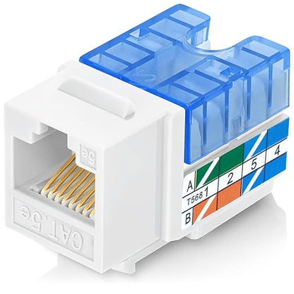 Everest 90° Angled RJ45 Cat5e Keystone Jacks 20-Pack in White - Slim Profile Female RJ45 Connectors - Cat 5e Keystone Jack - Compatible with 90° Angled Speed Termination Tool - easyJACK (B094WB91H3)