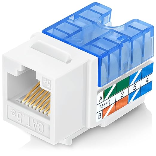 Everest 90° Angled RJ45 Cat5e Keystone Jacks 100-Pack in White - Slim Profile Female RJ45 Connectors - Cat 5e Keystone Jack - Compatible with 90° Angled Speed Termination Tool - easyJACK (B094WB91H3)