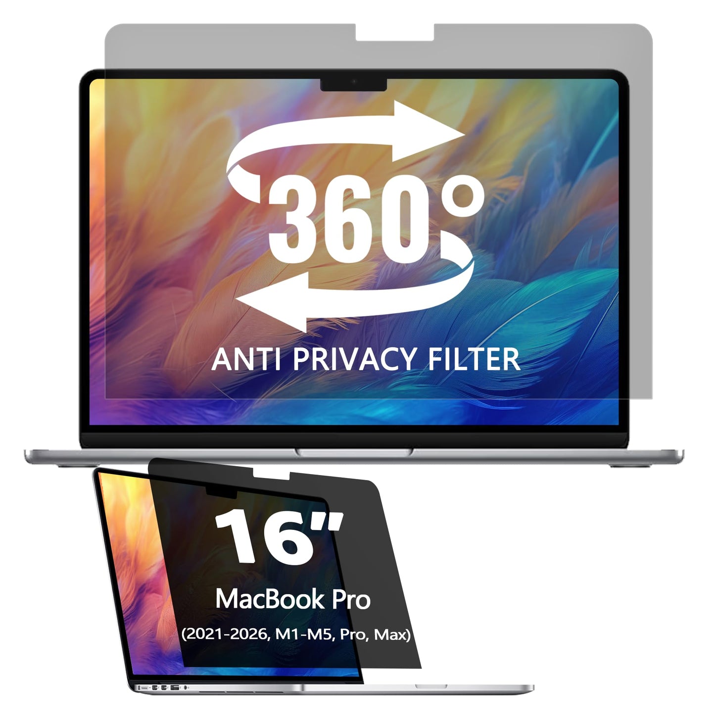 Halloive 360° Privacy Screen Protector for MacBook Pro 16 Inch (2021-2026)
