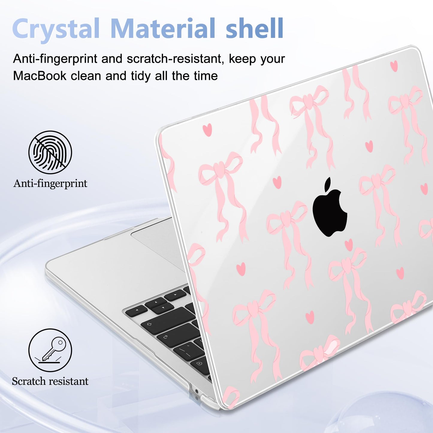 Lepeoac Case for 2026/2025/2024/2023 MacBook Air 15-inch Laptop Release M5 A3448 /M4 A3241 /M3 A3114 /M2 A2941, Stylish Protective Hard Shell Cover for MacBook Air 15.3 inch, Bow