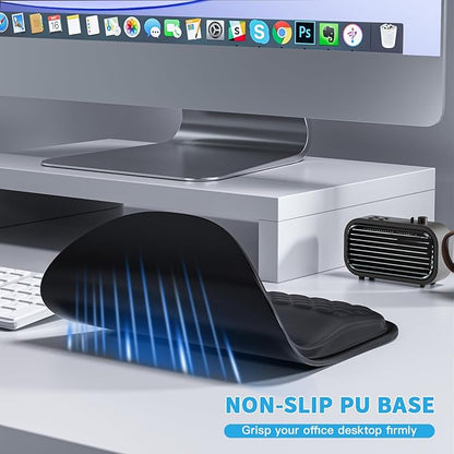Mouse Pad with Wrist Rest, Ergonomic Mousepads with Wrist Support, Soft Lycra Fabric Memory Foam Office Desk Accessories for Comfort/Pain Relief/PC Gaming/Computer/Laptop (Black)